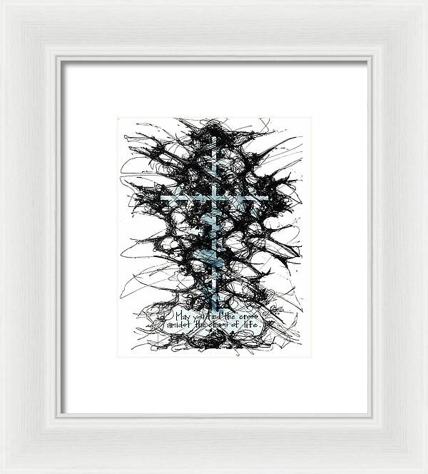 Chaos Order Cross 12 - Glorious Blue - Framed Print