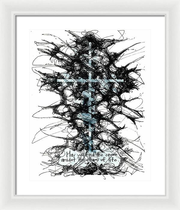 Chaos Order Cross 12 - Glorious Blue - Framed Print