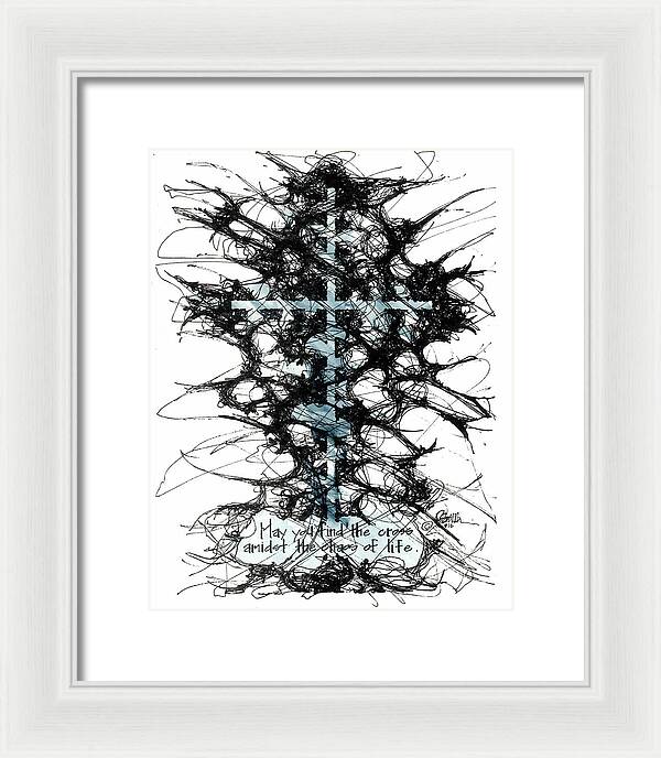 Chaos Order Cross 12 - Glorious Blue - Framed Print