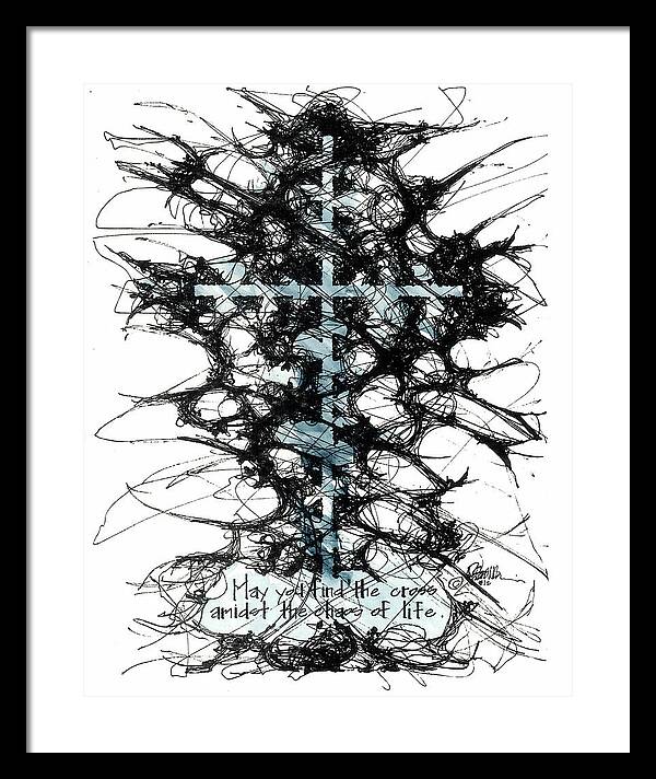 Chaos Order Cross 12 - Glorious Blue - Framed Print