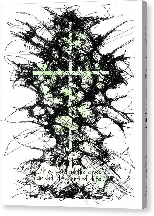 Chaos Order Cross 12 - Joyful Green - Canvas Print