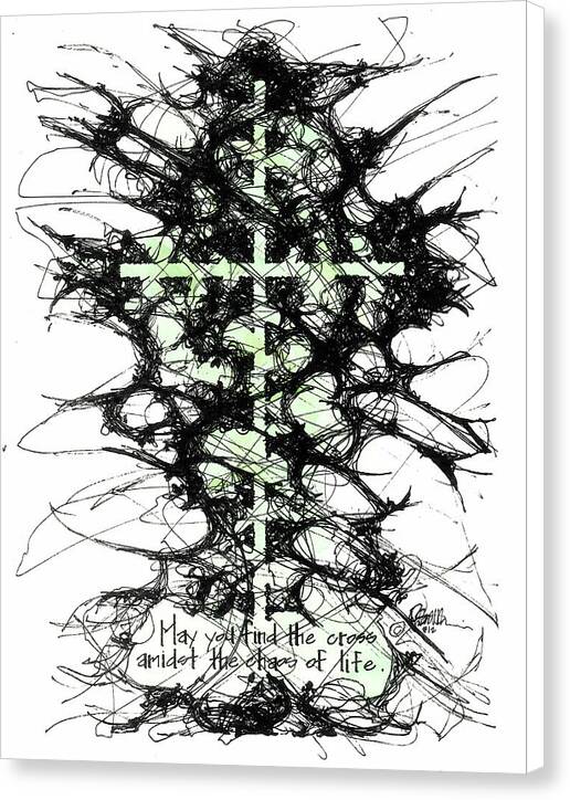 Chaos Order Cross 12 - Joyful Green - Canvas Print