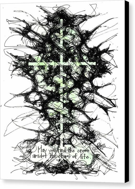 Chaos Order Cross 12 - Joyful Green - Canvas Print