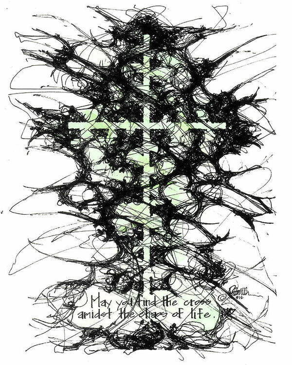 Chaos Order Cross 12 - Joyful Green - Art Print