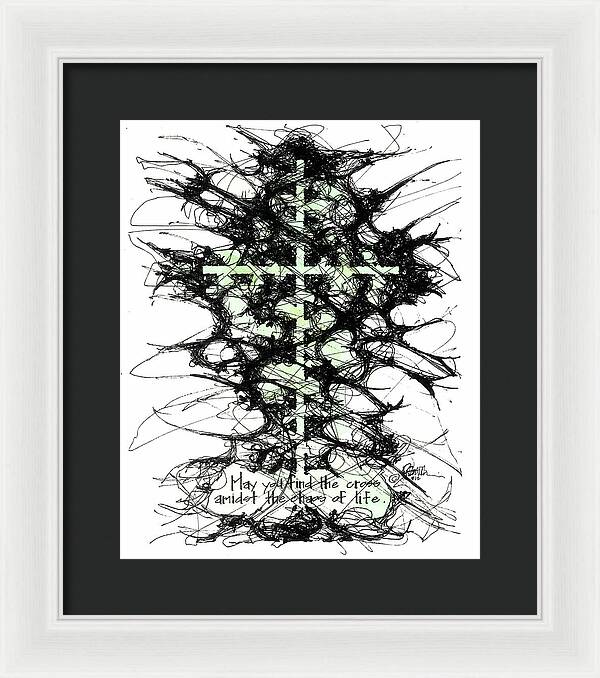 Chaos Order Cross 12 - Joyful Green - Framed Print