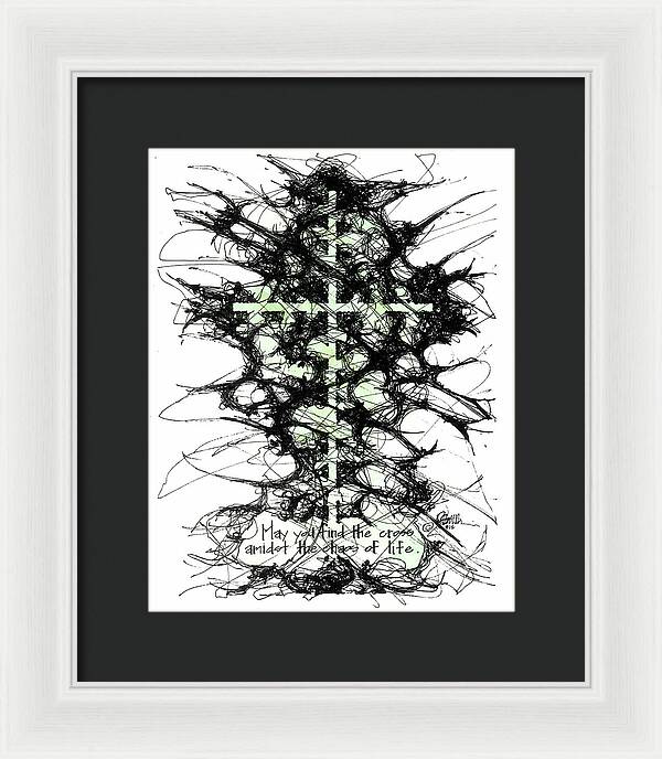 Chaos Order Cross 12 - Joyful Green - Framed Print
