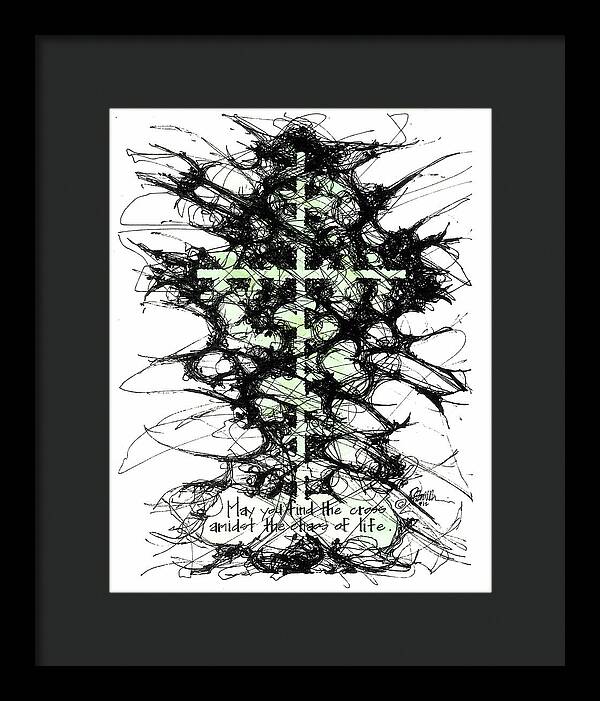 Chaos Order Cross 12 - Joyful Green - Framed Print