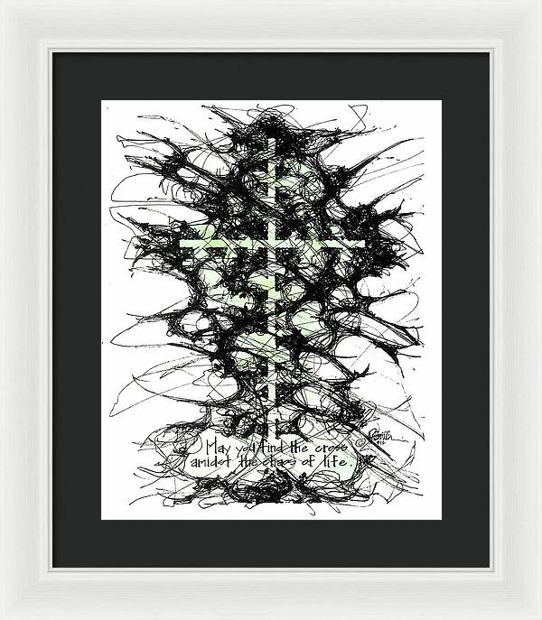 Chaos Order Cross 12 - Joyful Green - Framed Print