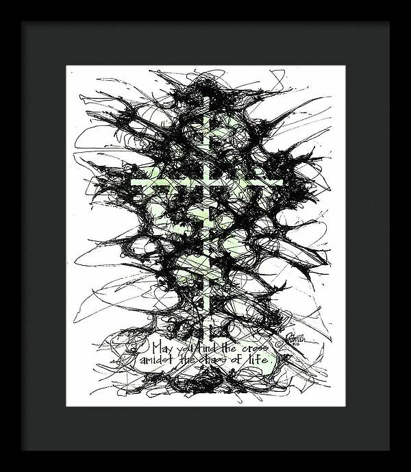 Chaos Order Cross 12 - Joyful Green - Framed Print
