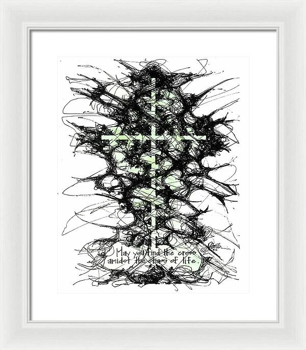 Chaos Order Cross 12 - Joyful Green - Framed Print