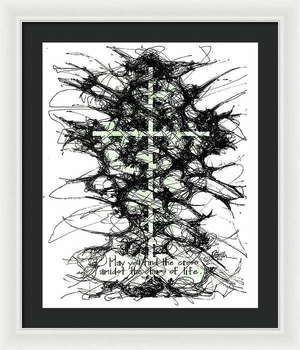 Chaos Order Cross 12 - Joyful Green - Framed Print