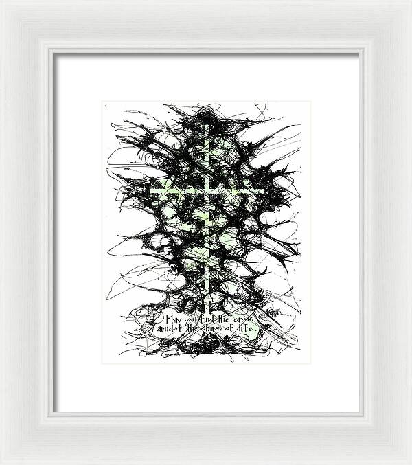 Chaos Order Cross 12 - Joyful Green - Framed Print