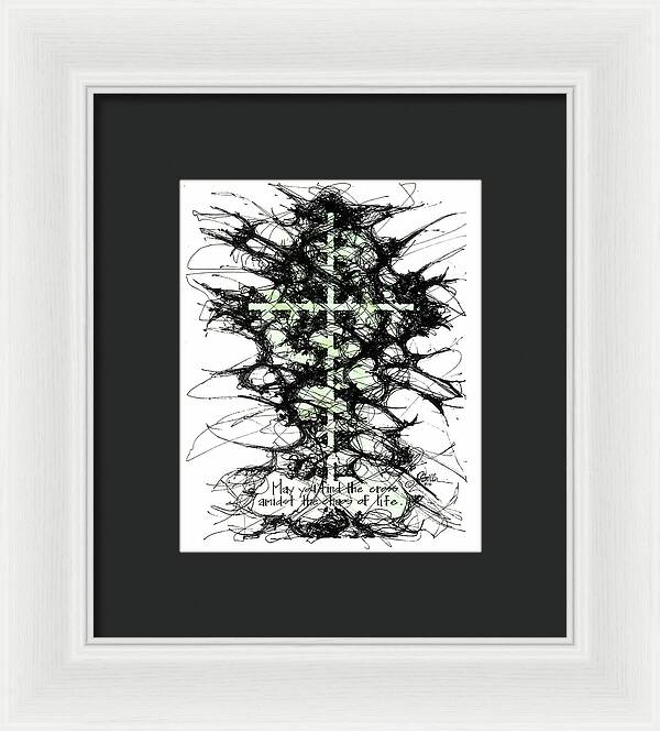 Chaos Order Cross 12 - Joyful Green - Framed Print