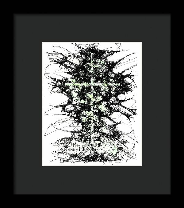 Chaos Order Cross 12 - Joyful Green - Framed Print