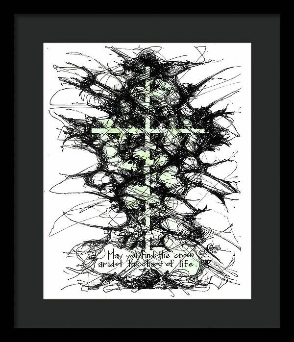 Chaos Order Cross 12 - Joyful Green - Framed Print