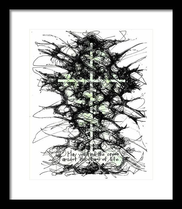 Chaos Order Cross 12 - Joyful Green - Framed Print