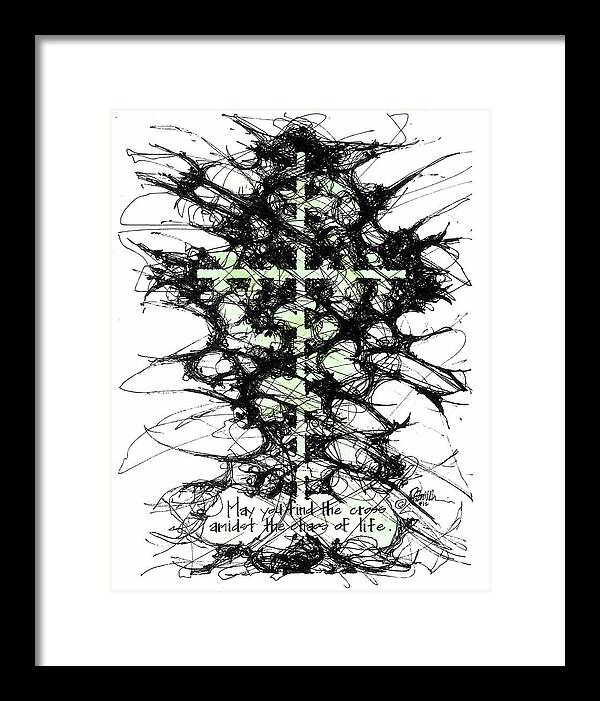 Chaos Order Cross 12 - Joyful Green - Framed Print