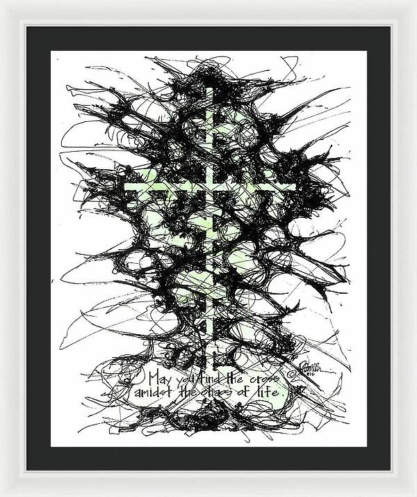 Chaos Order Cross 12 - Joyful Green - Framed Print
