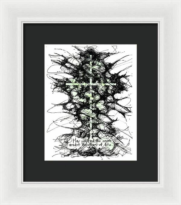 Chaos Order Cross 12 - Joyful Green - Framed Print