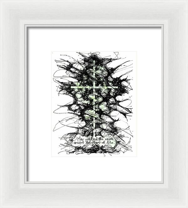 Chaos Order Cross 12 - Joyful Green - Framed Print