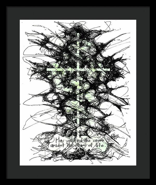 Chaos Order Cross 12 - Joyful Green - Framed Print