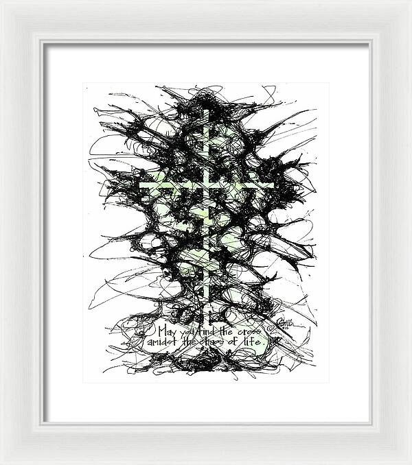 Chaos Order Cross 12 - Joyful Green - Framed Print