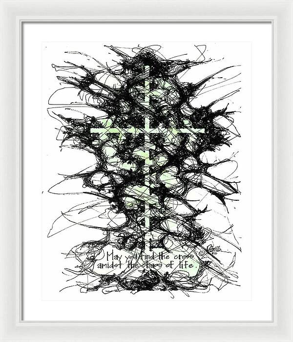 Chaos Order Cross 12 - Joyful Green - Framed Print