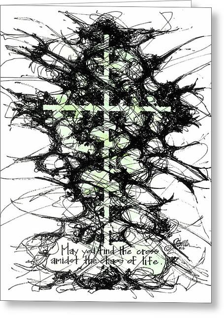 Chaos Order Cross 12 - Joyful Green - Greeting Card