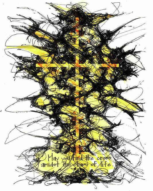 Chaos Order Cross 12 - Luminous Yellow - Art Print