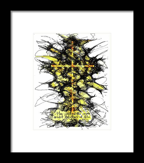 Chaos Order Cross 12 - Luminous Yellow - Framed Print