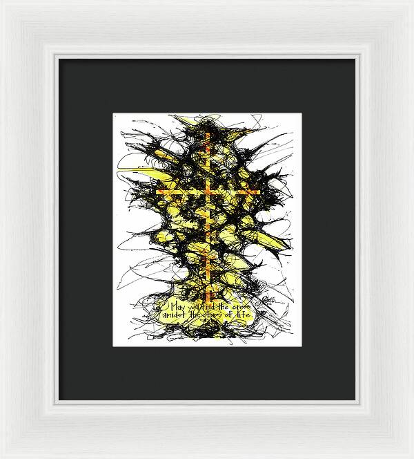 Chaos Order Cross 12 - Luminous Yellow - Framed Print
