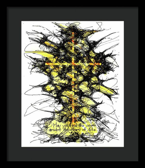 Chaos Order Cross 12 - Luminous Yellow - Framed Print