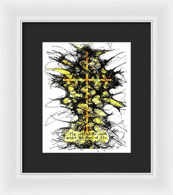 Chaos Order Cross 12 - Luminous Yellow - Framed Print