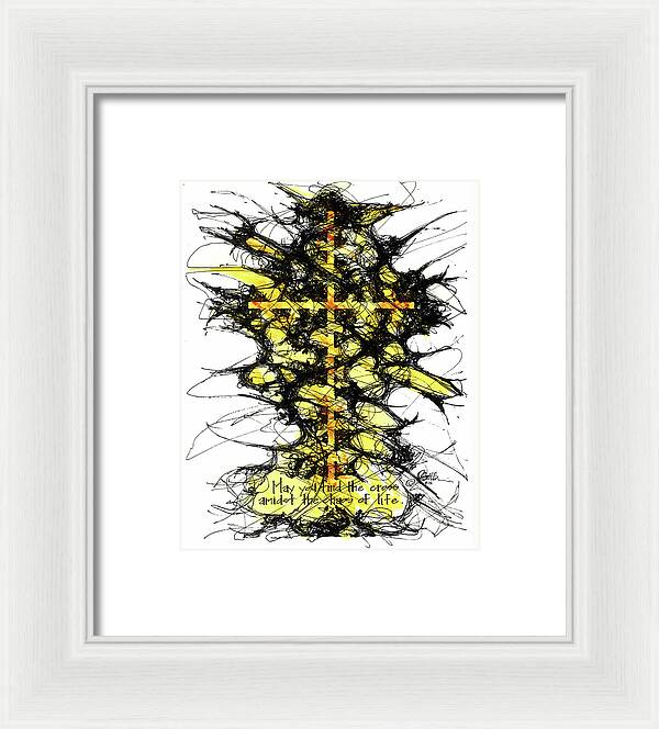 Chaos Order Cross 12 - Luminous Yellow - Framed Print