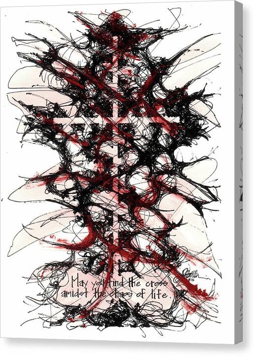 Chaos Order Cross 12 - Sorrowful Red - Canvas Print