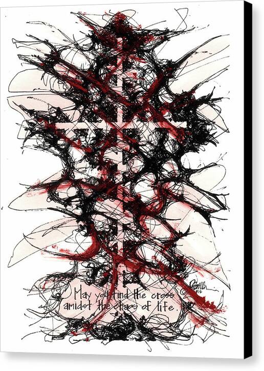 Chaos Order Cross 12 - Sorrowful Red - Canvas Print