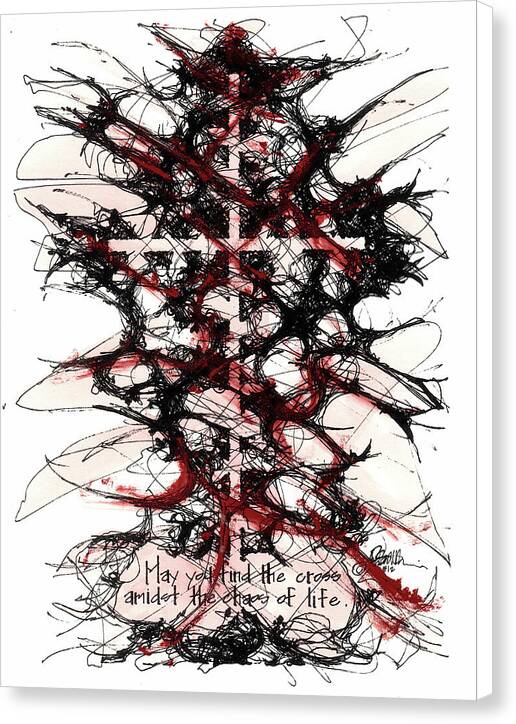 Chaos Order Cross 12 - Sorrowful Red - Canvas Print