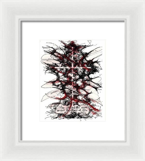 Chaos Order Cross 12 - Sorrowful Red - Framed Print