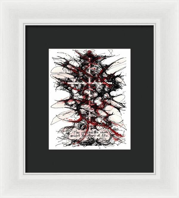 Chaos Order Cross 12 - Sorrowful Red - Framed Print