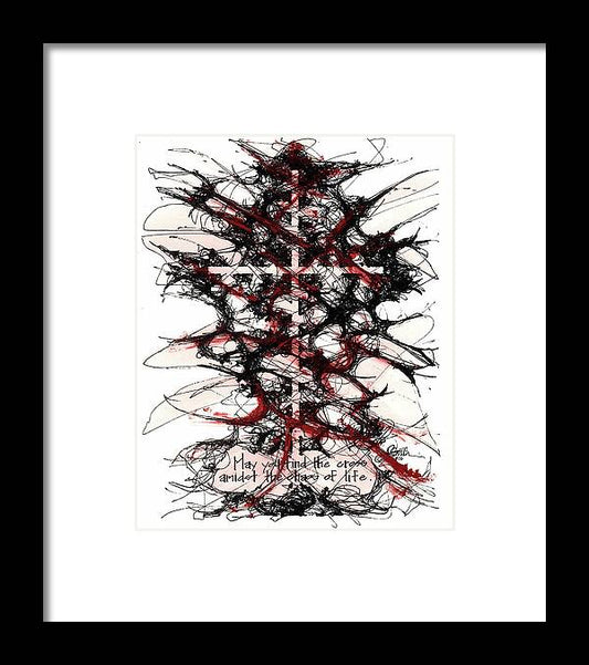 Chaos Order Cross 12 - Sorrowful Red - Framed Print