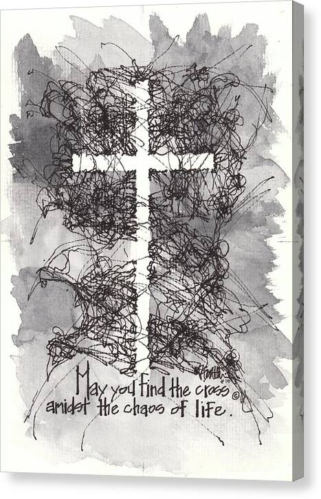 Chaos Order Cross 13 - Black and White - Canvas Print