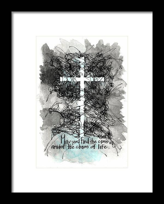 Chaos Order Cross 13 - Glorious Blue - Framed Print