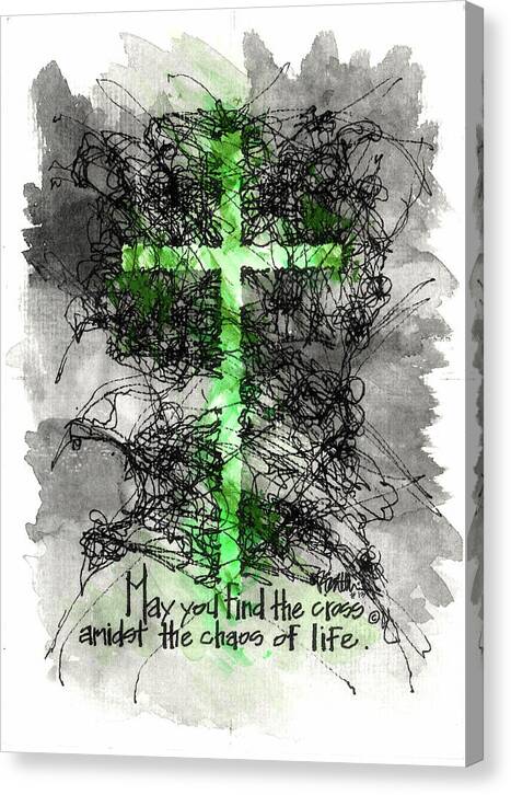 Chaos Order Cross 13 - Joyful Green - Canvas Print