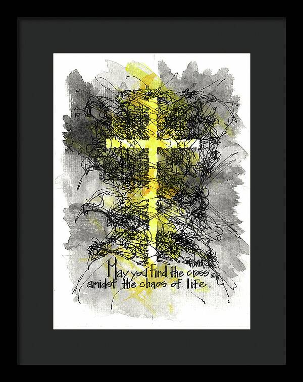 Chaos Order Cross 13 - Luminous Yellow - Framed Print