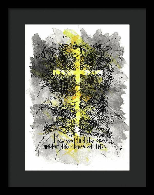 Chaos Order Cross 13 - Luminous Yellow - Framed Print