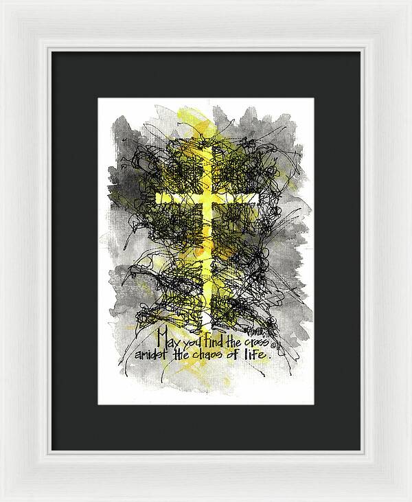 Chaos Order Cross 13 - Luminous Yellow - Framed Print