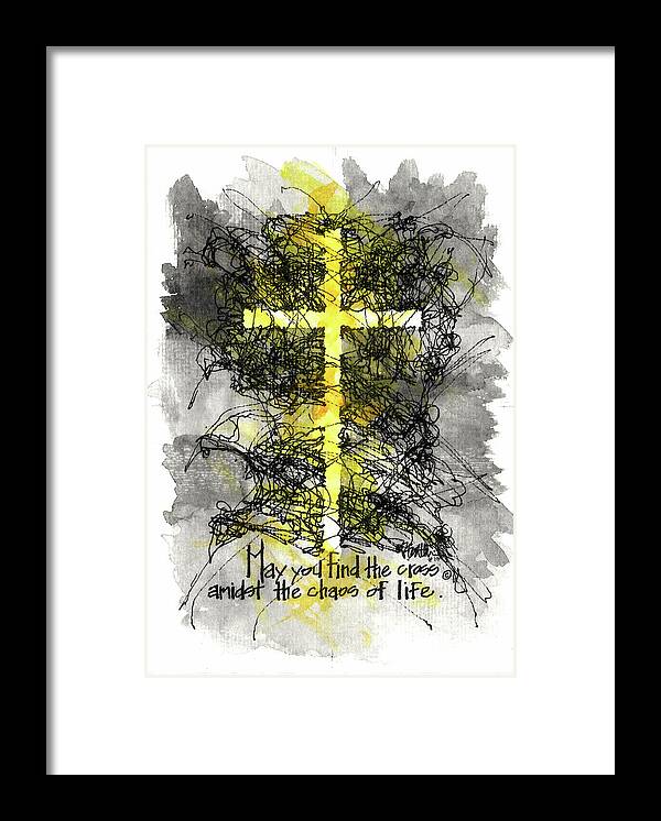 Chaos Order Cross 13 - Luminous Yellow - Framed Print