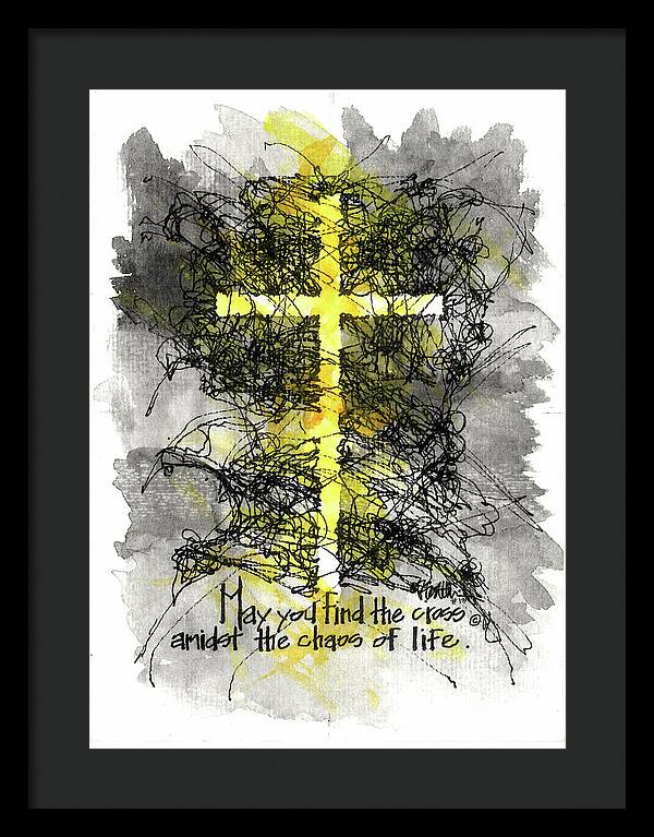 Chaos Order Cross 13 - Luminous Yellow - Framed Print