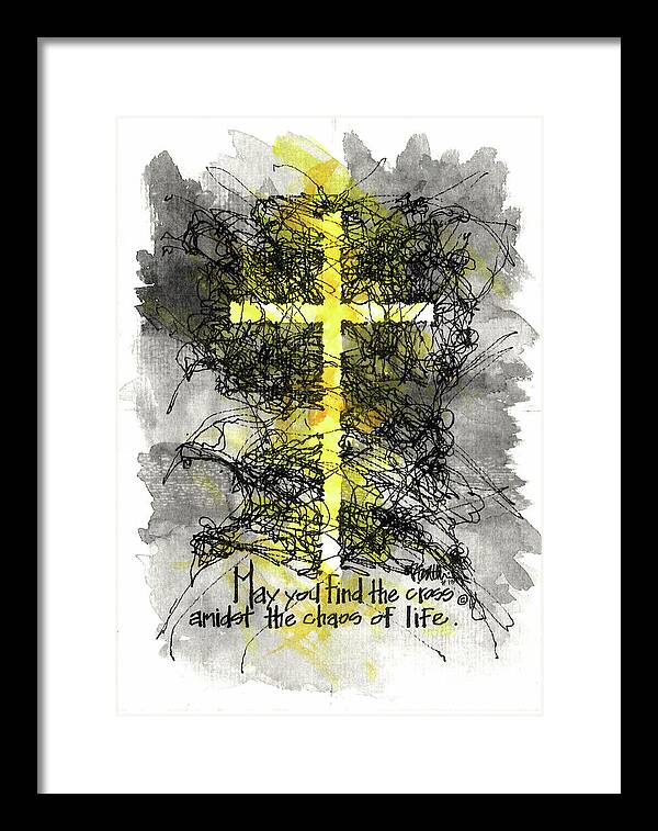 Chaos Order Cross 13 - Luminous Yellow - Framed Print