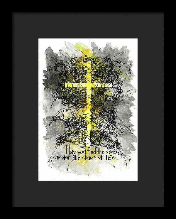 Chaos Order Cross 13 - Luminous Yellow - Framed Print